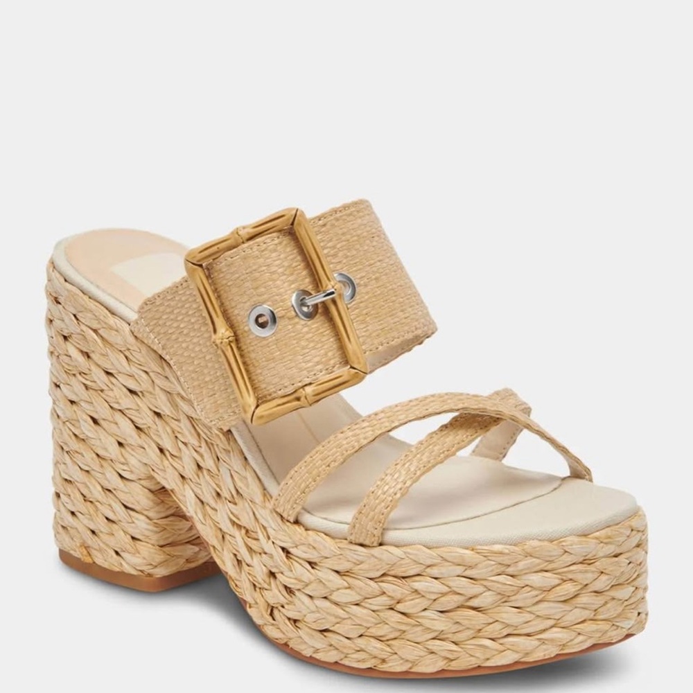 Women's Tan Woven Platform Sandals